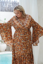 Eclectic Bohemian Waterfall Wrap Dress Autumn Floral - Last 1 L/XL