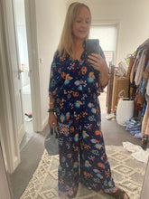 Eclectic Bohemian Wide Leg Pants Navy Tequila