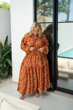Eclectic Bohemian Goddess Gown Rust Paisley