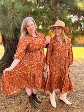 Eclectic Bohemian Gizelle Smock Dress Rust Paisley