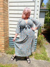 SALE - Eclectic Bohemian Front Tie Dress Blue