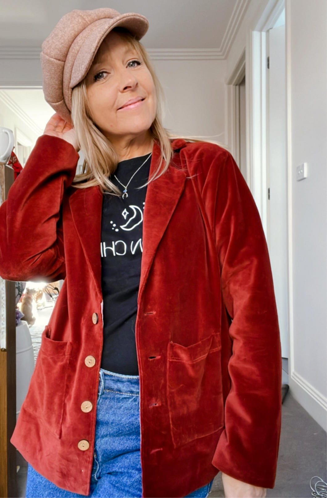 Eclectic Bohemian Velvet Blazer Heritage Brown