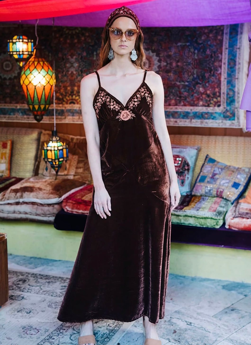 SALE - Honeycomb Slip Dress Cinnamon