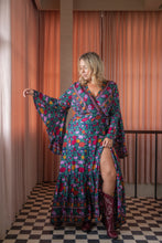 Eclectic Bohemian Waterfall Wrap Dress Midnight Floral