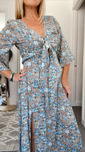 SALE - Eclectic Bohemian Front Tie Dress Blue