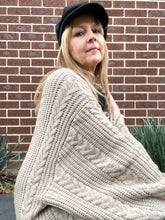 Cardigan Cable Knit Long Wheat