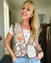 Eclectic Bohemian Patchwork Vest Brown