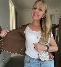 Eclectic Bohemian Patchwork Vest Brown