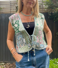 Eclectic Bohemian Patchwork Vest Green