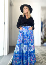 Eclectic Bohemian Tiered Maxiskirt Azure