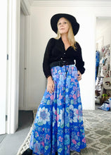 Eclectic Bohemian Tiered Maxiskirt Azure