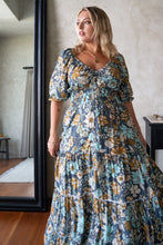 Eclectic Bohemian Fortune Teller Maxidress Short Sleeve Misty Blue