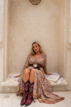 Eclectic Bohemian Fortune Teller Maxidress Caramel Short Sleeve -PREORDER