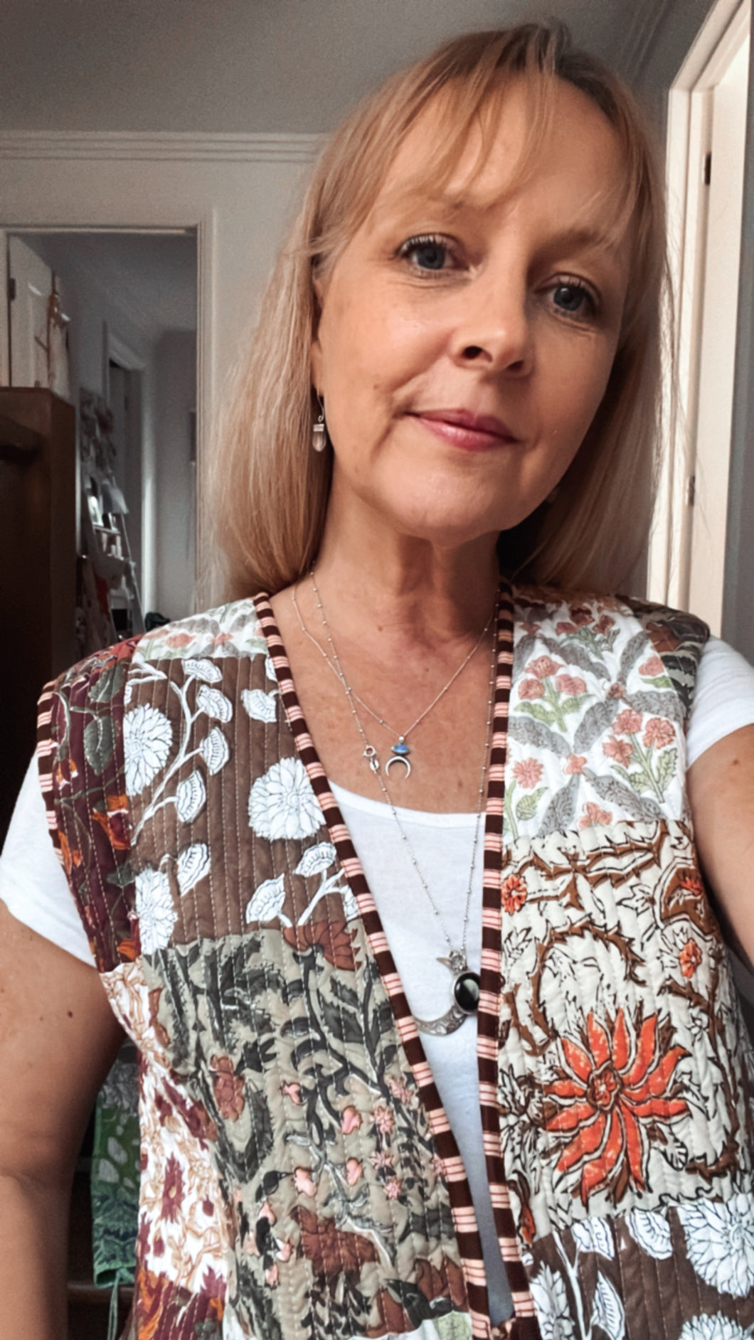 Eclectic Bohemian Patchwork Vest Brown