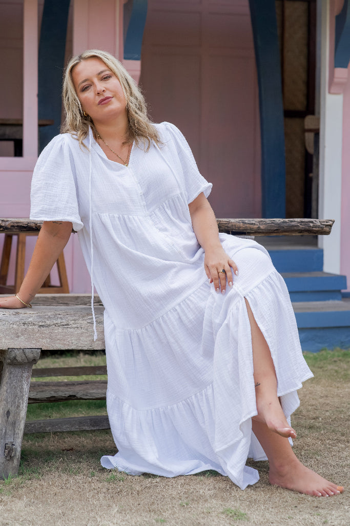 Nora Cotton Dress White | Eastern Eclectica | Boho Dress