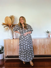 SALE Block Print Puff Sleeve Wrap Dress