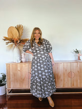 SALE Block Print Puff Sleeve Wrap Dress