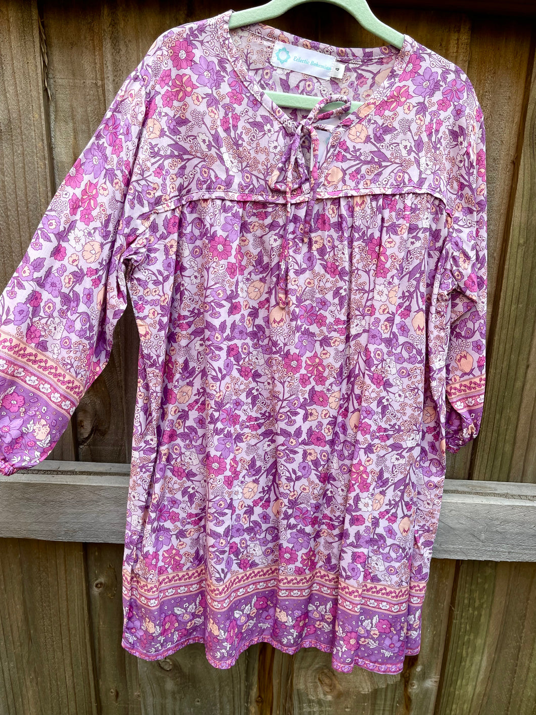 Girls Bohemian Princess Mini Me Dress Violet