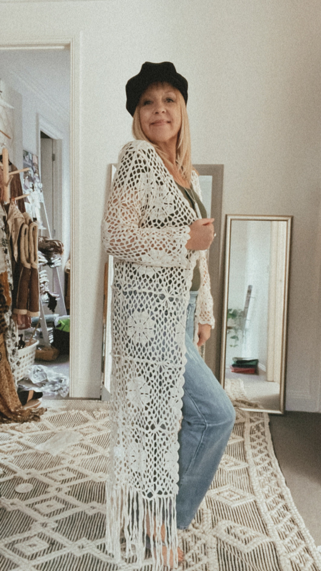 Crochet Cardigan Vintage Style Cream