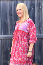 SALE - Folk Print Indian Cotton Gauze Dress Scarlett/Fuchsia Last 1 L