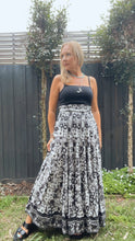 Eclectic Bohemian Tiered Maxiskirt Monochrome