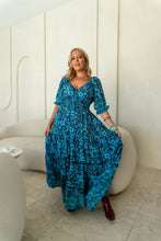 Eclectic Bohemian Bluebelle Fortune Teller Maxidress SHORT Sleeve Retro Floral Print