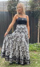 Eclectic Bohemian Tiered Maxiskirt Monochrome