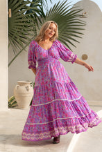 Eclectic Bohemian Fortune Teller Maxidress Short Sleeve Lilacbell Retro Floral Print