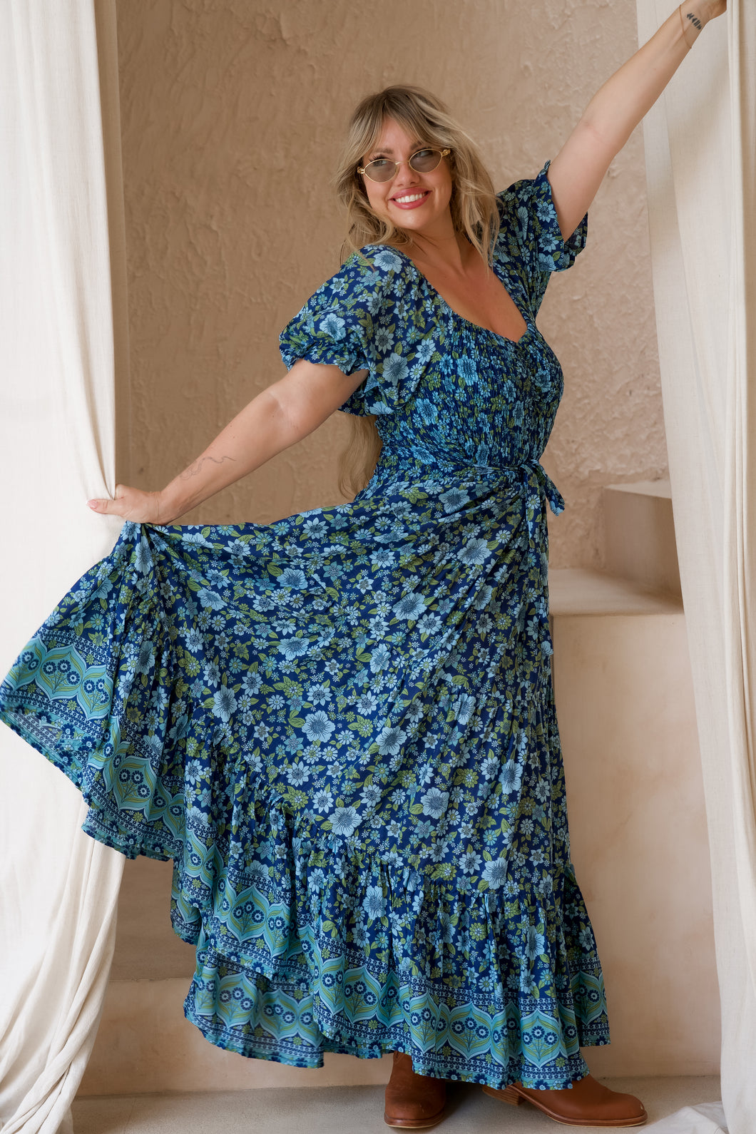 Eclectic Bohemian Florence Dress Bluebell