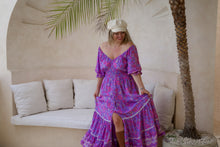 Eclectic Bohemian Fortune Teller Maxidress Short Sleeve Lilacbell Retro Floral Print