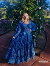 Eclectic Bohemian Bluebelle Fortune Teller Maxidress Long Sleeve Retro Floral Print
