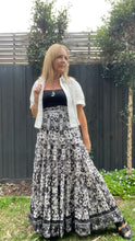 Eclectic Bohemian Tiered Maxiskirt Monochrome