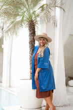 Eclectic Bohemian Bluebell Velvet Jacket Ocean Blue Mystic Moth