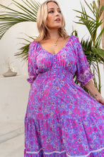Eclectic Bohemian Fortune Teller Maxidress Short Sleeve Lilacbell Retro Floral Print
