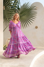 Eclectic Bohemian Fortune Teller Maxidress Short Sleeve Lilacbell Retro Floral Print