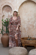 Eclectic Bohemian Fortune Teller Maxidress Long Sleeve Dark Floral