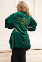 Eclectic Bohemian Velvet Jacket Emerald Mystic Moth