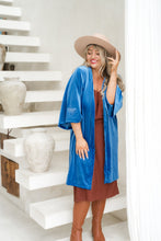 Eclectic Bohemian Bluebell Velvet Jacket Ocean Blue Mystic Moth