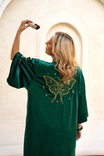 Eclectic Bohemian Velvet Jacket Emerald Mystic Moth
