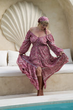 Eclectic Bohemian Fortune Teller Maxidress Long Sleeve Wisteria