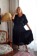 Eclectic Bohemian Harper Dress Frill Sleeve Black