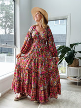 Eclectic Bohemian Fortune Teller Maxidress Long Sleeve Chocolate Rose
