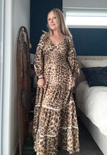 Eclectic Bohemian Fortune Teller Maxidress Long Sleeve Tan Leopard