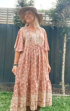 Eclectic Bohemian Gizelle Midi Dress Flutter Terracotta