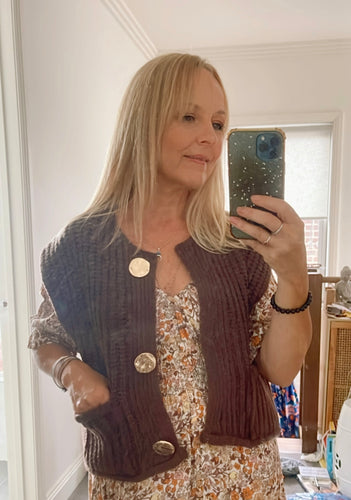 SALE - Chunky Knit Vest Coffee