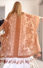 Boho Poncho Velvet Tassel Peach