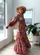 Eclectic Bohemian Fortune Teller Maxidress Long Sleeve Chocolate Rose