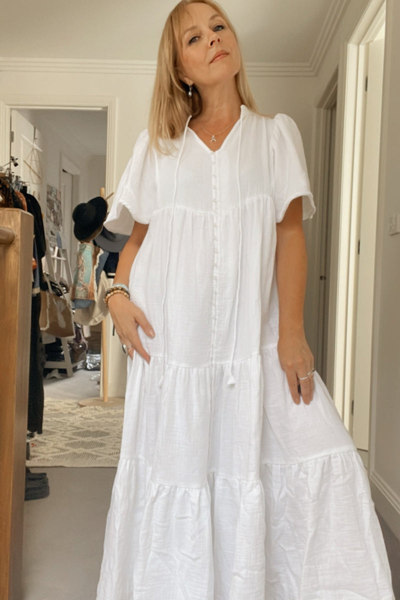 princess polly baby blue dress Handmade Maxi Dresses | Ethical, Artisan-Crafted Linen & Cotton main image 1