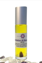 Roll-on bottle labeled 'Meditation & Relaxation' with a white background
