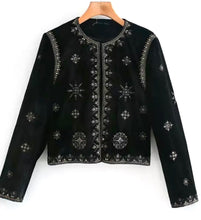 PRELOVED Black Velvet Embellished Jacket